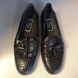 SOLD Bragano Italy Men's Loafers ~ 13 ~ Genuine Crocodile Shoes Dark Brown NEW